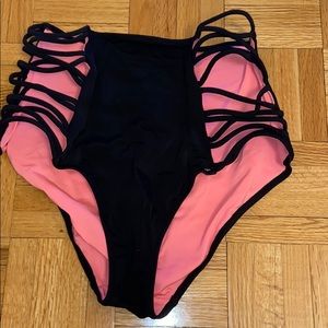 Black high waisted bikini bottoms